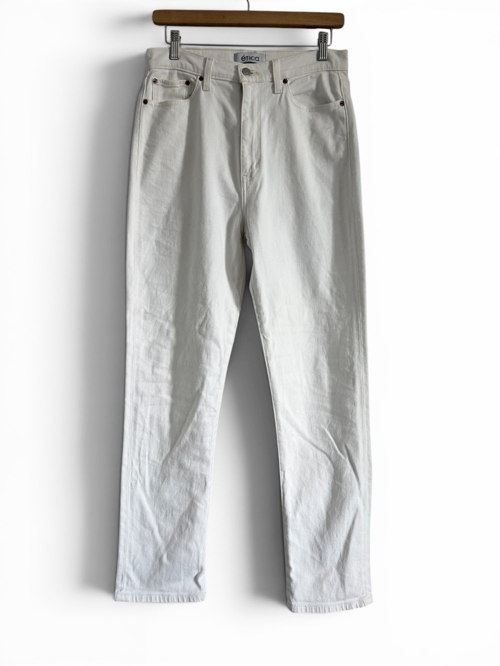 Etica White High Rise Straight Leg Jeans Organic Cotton Size 29
